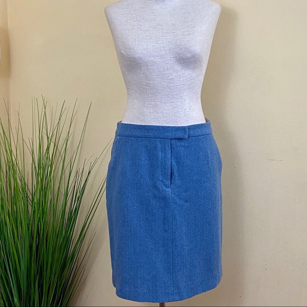 TOMMY HILFIGER Women’s Blue Herringbone Wool Skirt